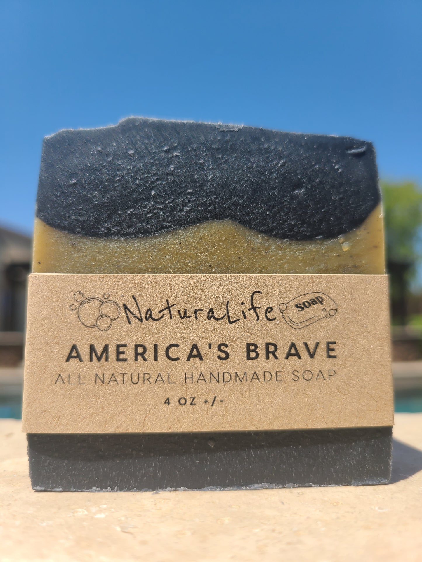 Soap - Cold Processed - Shea - Natural - America's Brave - Eucalyptus-Peppermint-Spearmint-Charcoal