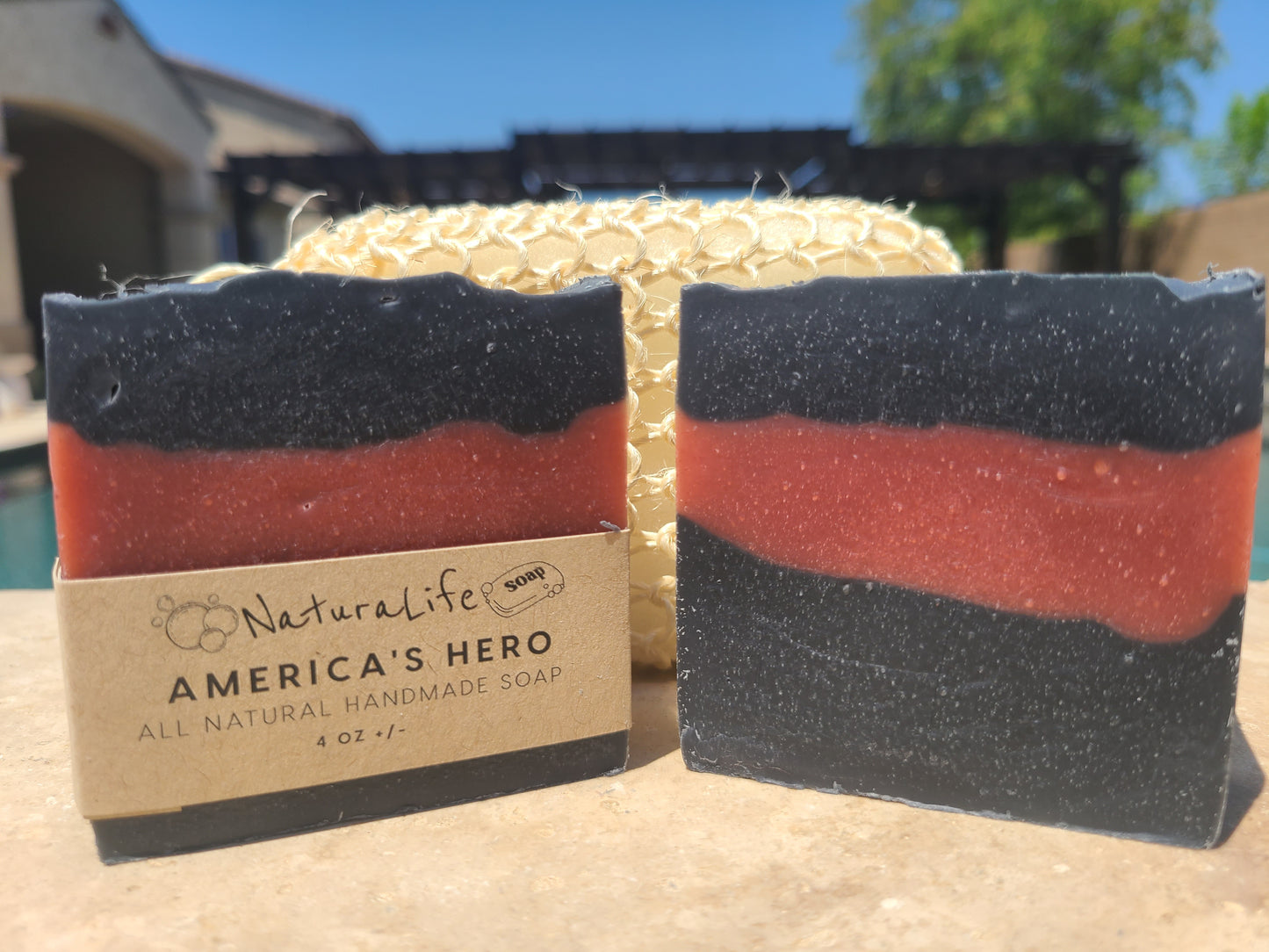 Shea Based Cold Processed All Natural Soap - America's Hero - Cedarwood - Basil - Lavender - Charcoal