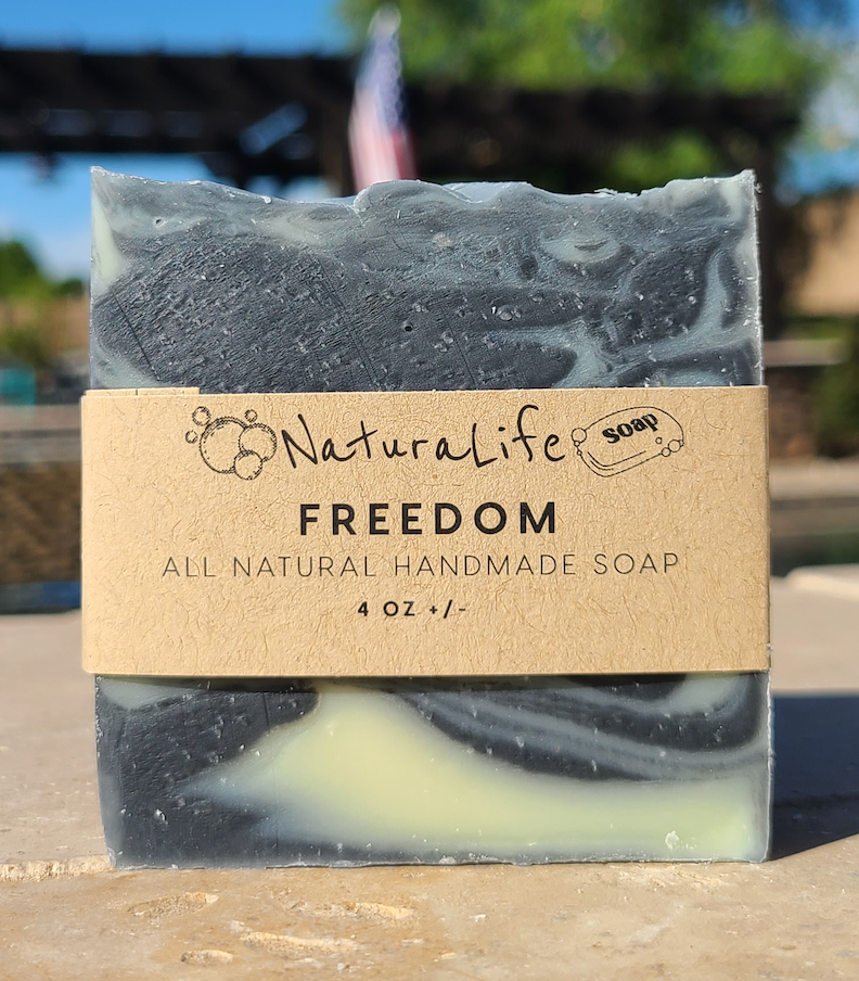 Shea Based Cold Processed All Natural Soap - Freedom - Tea Tree - Lemongrass - Lavender - Activated Charcoal