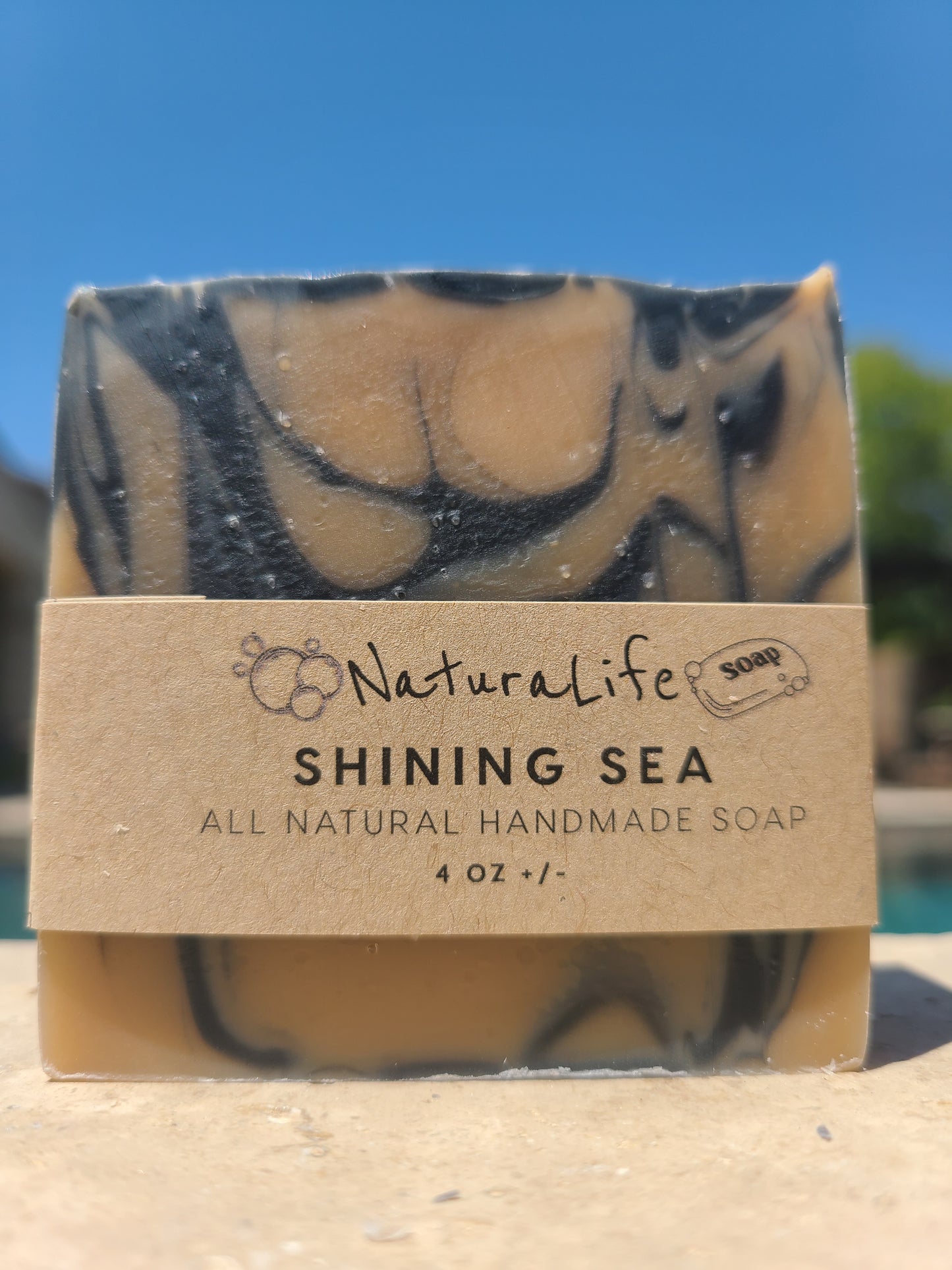 Shea Based Cold Processed All Natural Soap - Shining Sea - Cedarwood - Grapefruit - Patchouli - Pine - Activated Charcoal